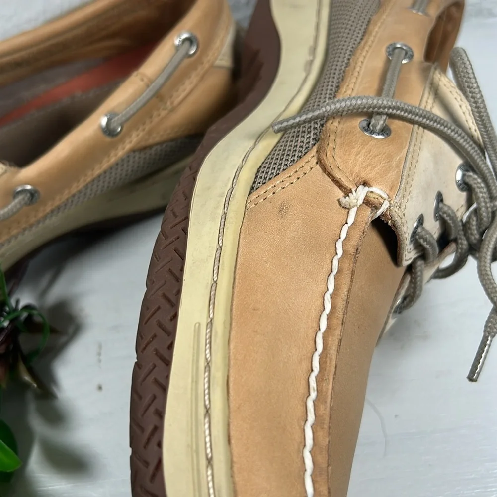 Sperry Billfish 3 Eye Leather Men's Top Sider Tan Cream Boat Shoes Loafer Style